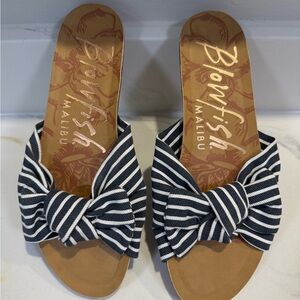 Blowfish Women's Navy and White Striped Sandals - new, never worn